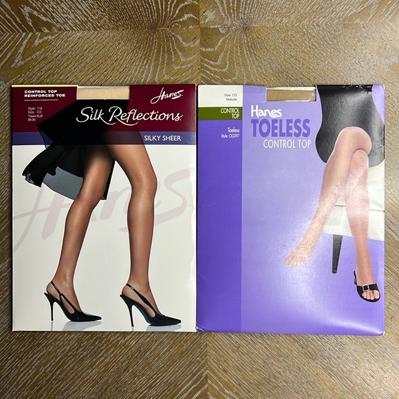 Hanes Other - HANES Toeless Control Top + Silk Reflections Panty Hose Set of 2 CD